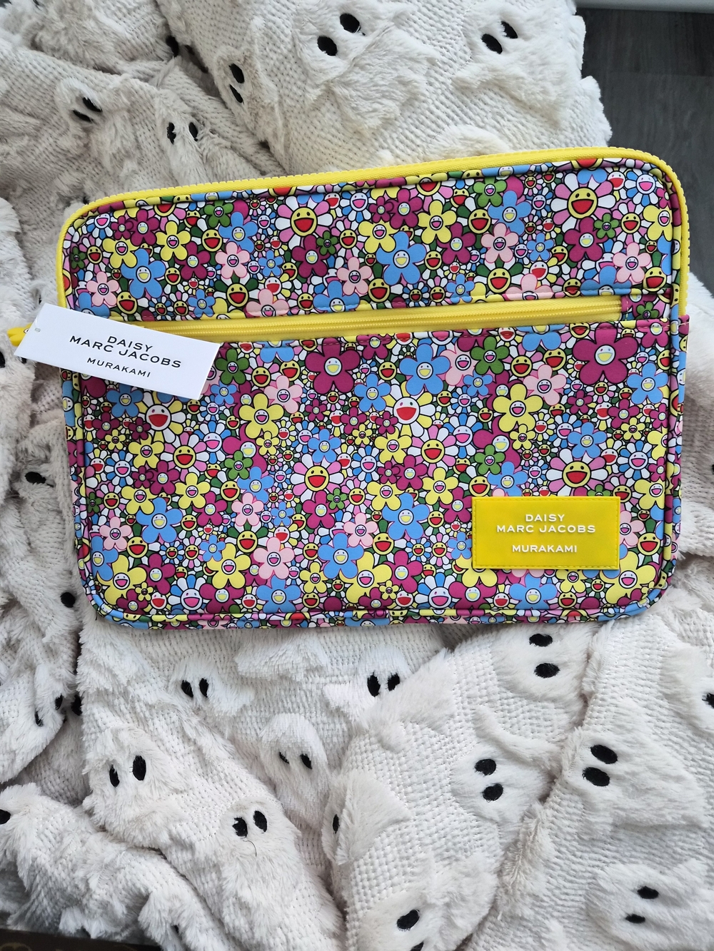 Daisy Marc Jacobs Murakami Floral Laptop Case Tech Pouch - Yellow Trim